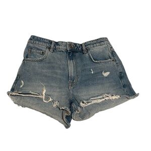 Zara Blue Distressed Jean Shorts